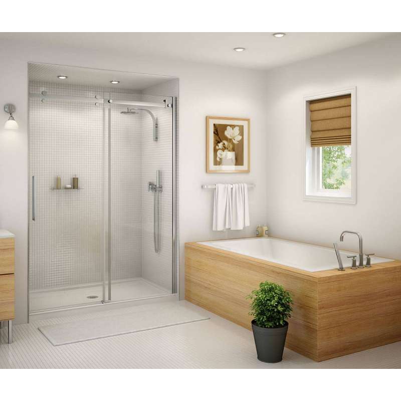 Frameless Slider Alcove Shower Door With Clear Glass Max Halo 56.5 To 59in X 78.75in - BNGBath