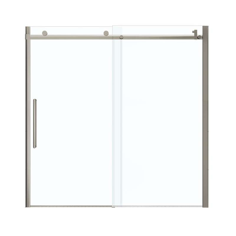 Brushed Nickel HALO Frameless Slider Tub Door With Clear Glass By Maax - BNGBath