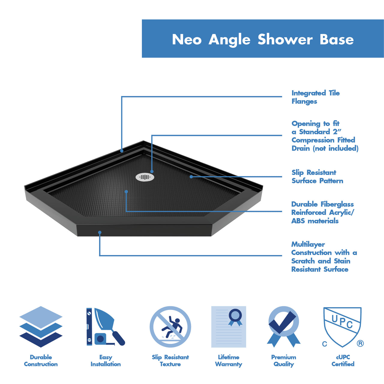 DreamLine Prism 38 in. x 38 in. x 74 3/4 in. H Frameless Pivot Shower Enclosure and SlimLine Shower Base Kit - BNGBath