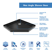 Thumbnail for DreamLine Prism 38 in. x 38 in. x 74 3/4 in. H Frameless Pivot Shower Enclosure and SlimLine Shower Base Kit - BNGBath