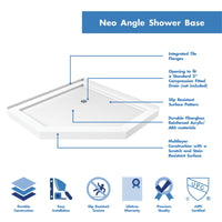 Thumbnail for DreamLine 36 in. x 36 in. x 76 3/4 in. H SlimLine Neo-Angle Shower Base and QWALL-4 Acrylic Backwall Kit - BNGBath