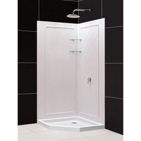 Thumbnail for DreamLine 38 in. x 38 in. x 76 3/4 in. H SlimLine Neo-Angle Shower Base and QWALL-4 Acrylic Backwall Kit - BNGBath