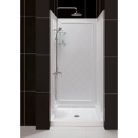 Thumbnail for DreamLine Aqua Fold 32 in. D x 32 in. W x 76 3/4 in. H Frameless Bi-Fold Shower Door with Shower Base and QWALL-5 Shower Backwalls Kit - BNGBath