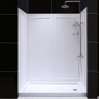 Thumbnail for DreamLine 36 in. D x 60 in. W x 76 3/4 in. H SlimLine Single Threshold Shower Base and QWALL-5 Acrylic Backwall Kit - BNGBath