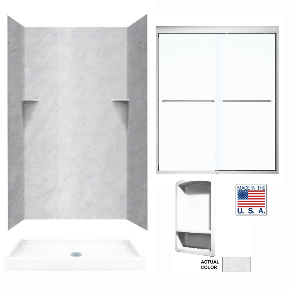 32" x 60" x 75" Swanstone Complete shower kit with Dreamline By-pass Shower Door - BNGBath