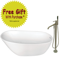 Thumbnail for 59-Inch Acrylic Single Slipper Freestanding Tub Combo with Faucet - BNGBath