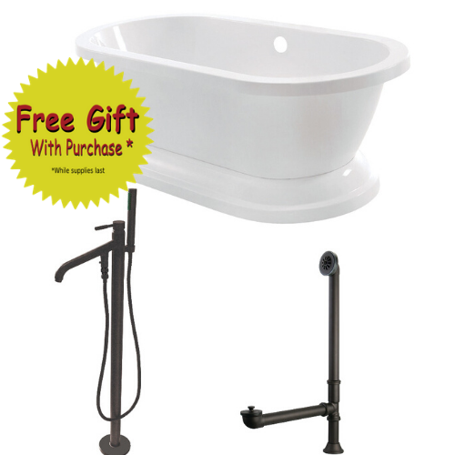 67-Inch Acrylic Double Ended Pedestal Tub Combo with Faucet and Supply Lines - BNGBath