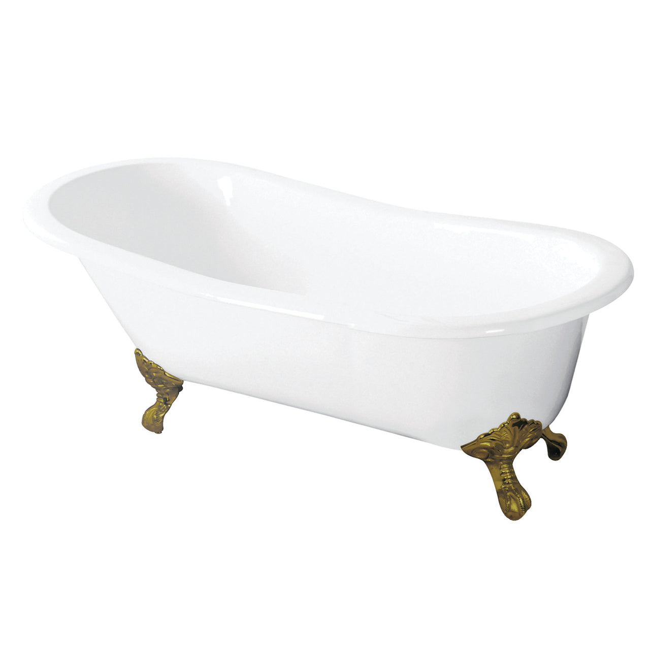 57-Inch Cast Iron Single Slipper Clawfoot Tub (No Faucet Drillings) - BNGBath