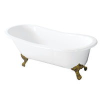 Thumbnail for 57-Inch Cast Iron Single Slipper Clawfoot Tub (No Faucet Drillings) - BNGBath