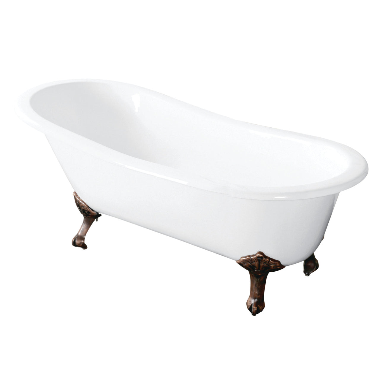 57-Inch Cast Iron Single Slipper Clawfoot Tub (No Faucet Drillings) - BNGBath