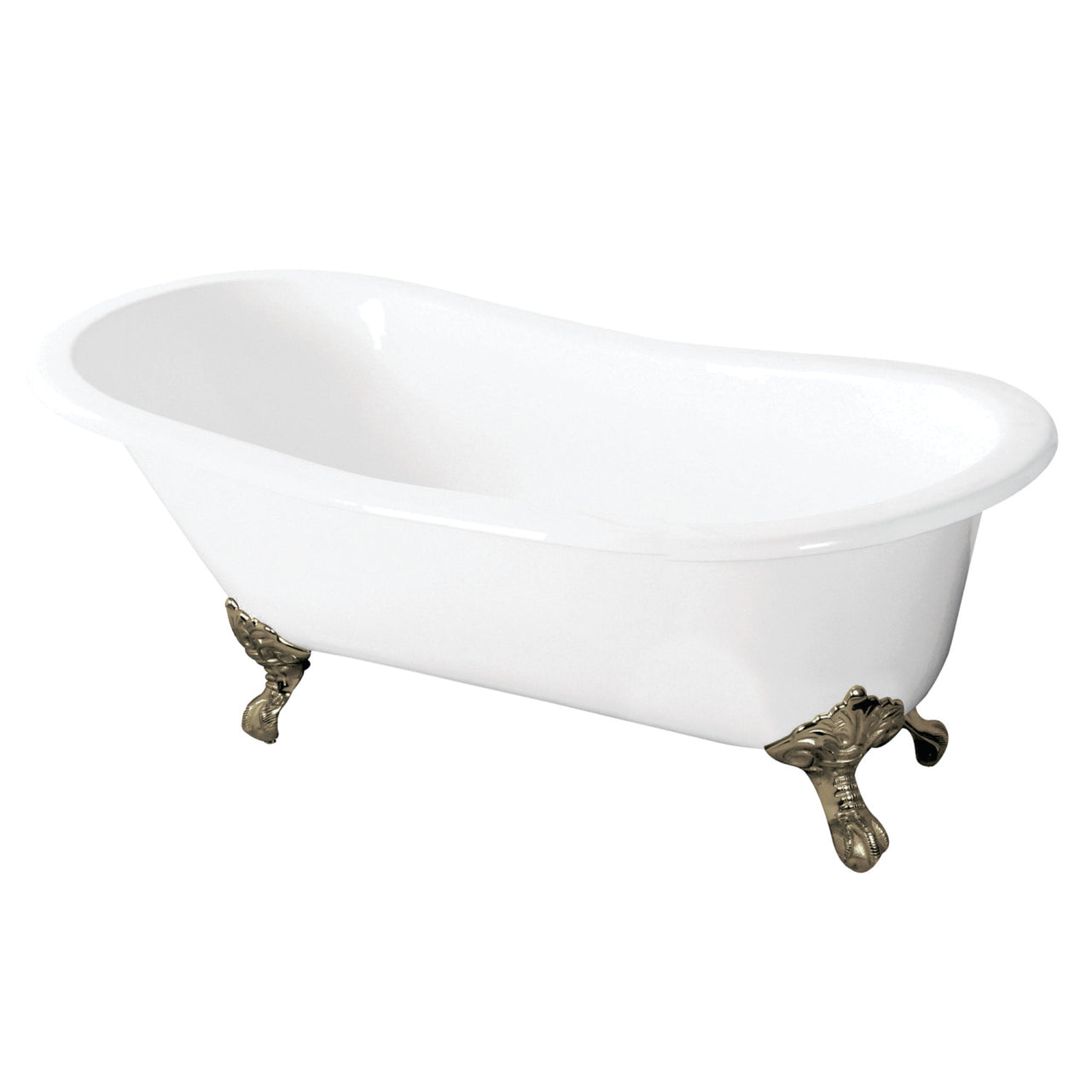 57-Inch Cast Iron Single Slipper Clawfoot Tub (No Faucet Drillings) - BNGBath