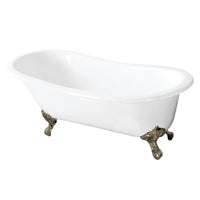 Thumbnail for 57-Inch Cast Iron Single Slipper Clawfoot Tub (No Faucet Drillings) - BNGBath