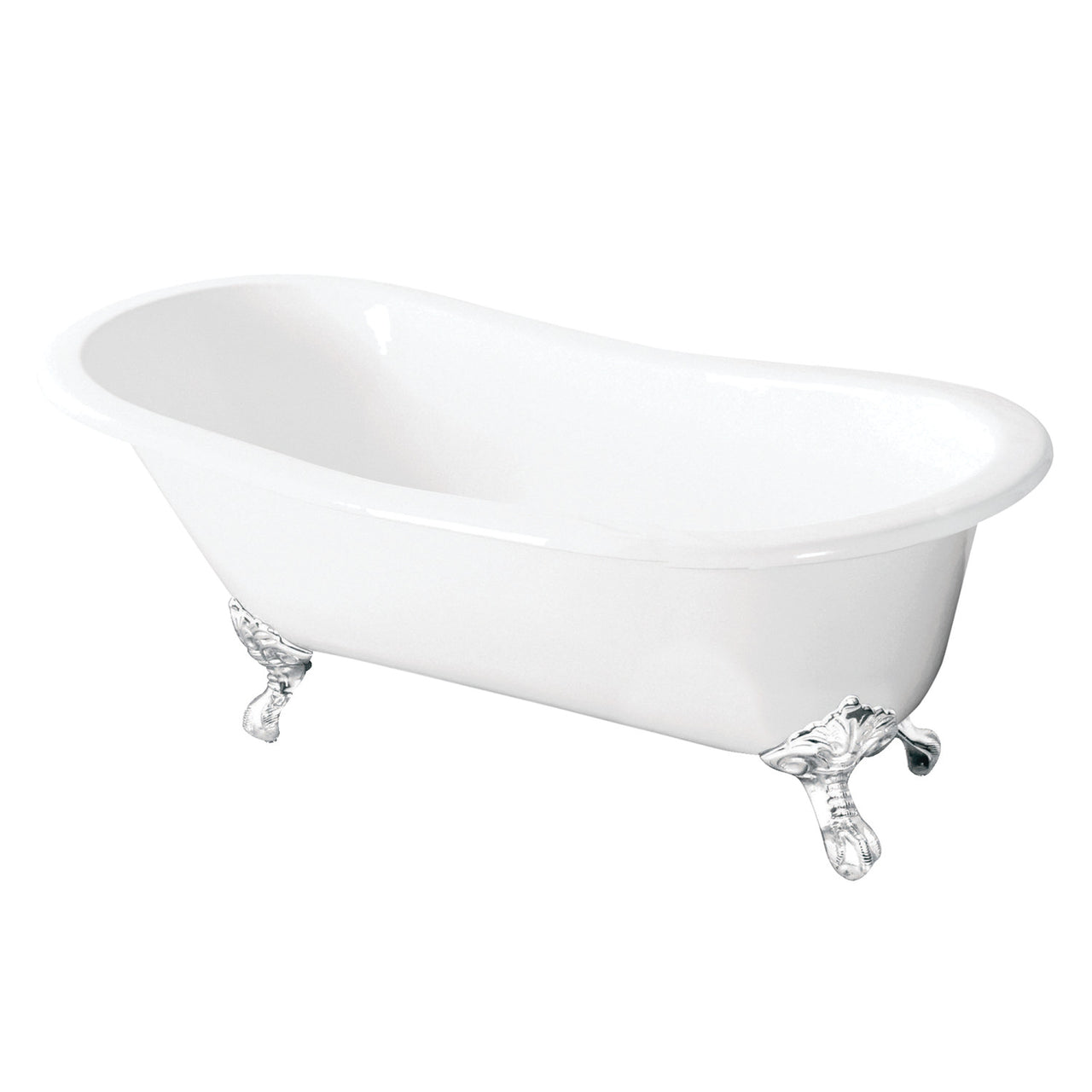 57-Inch Cast Iron Single Slipper Clawfoot Tub (No Faucet Drillings) - BNGBath