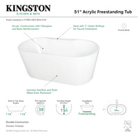 Thumbnail for 51-Inch Acrylic Freestanding Tub with Deck for Faucet Installation - BNGBath