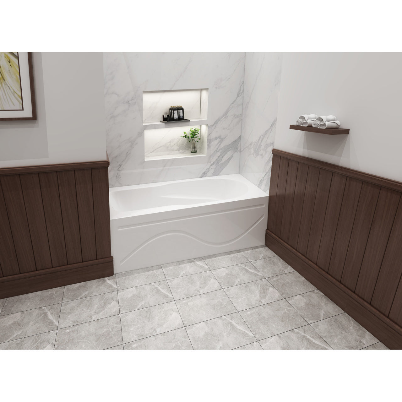 Aqua Eden VTAP603216L Alcove BathTub 59-13/16 in. L x 32 in. W x 20-1/4 in. H - BNGBath