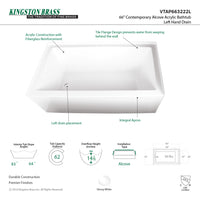 Thumbnail for Aqua Eden VTAP663222L Alcove Bathtub (L)66