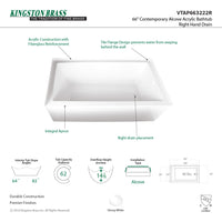 Thumbnail for Aqua Eden VTAP663222L Alcove Bathtub (L)66