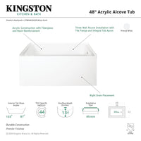 Thumbnail for Ambry 48-Inch Acrylic Alcove Tub - BNGBath