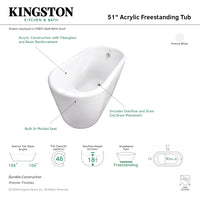 Thumbnail for 51-Inch Acrylic Freestanding Tub With Seat In White - BNGBath