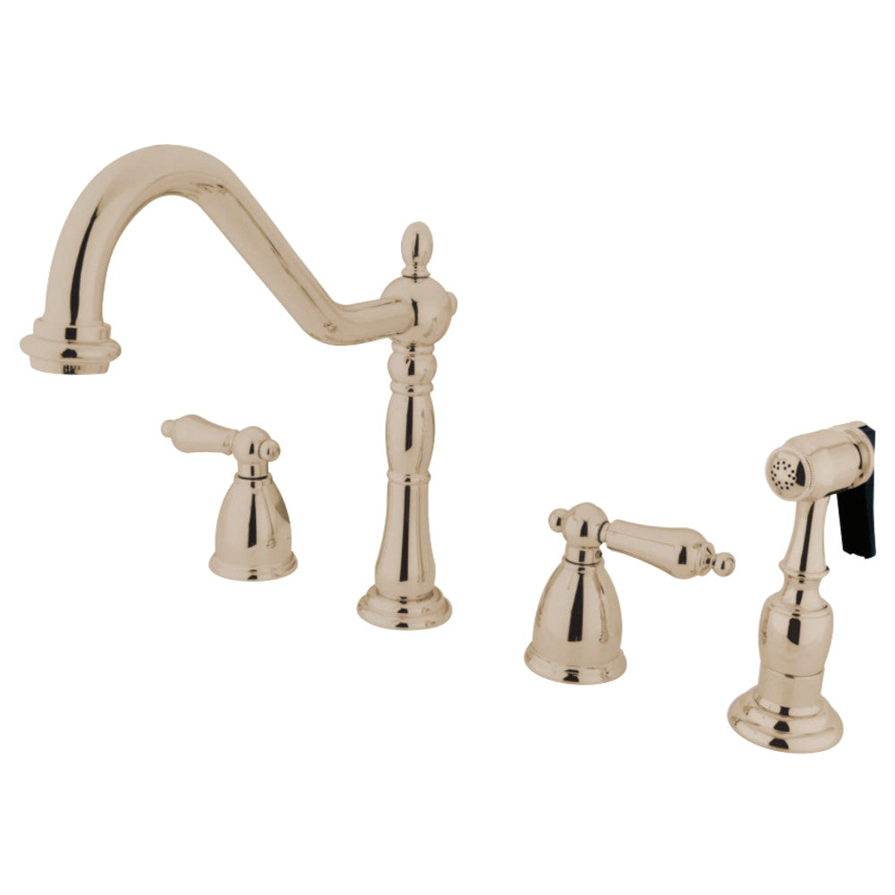 Kingston Brass KB1796ALBS Widespread Kitchen Faucet, Polished Nickel - BNGBath