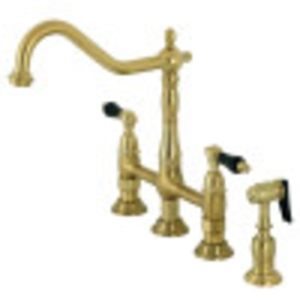 Kingston Brass KS1277PKLBS Duchess Bridge Kitchen Faucet with Brass Sprayer, Brushed Brass - BNGBath