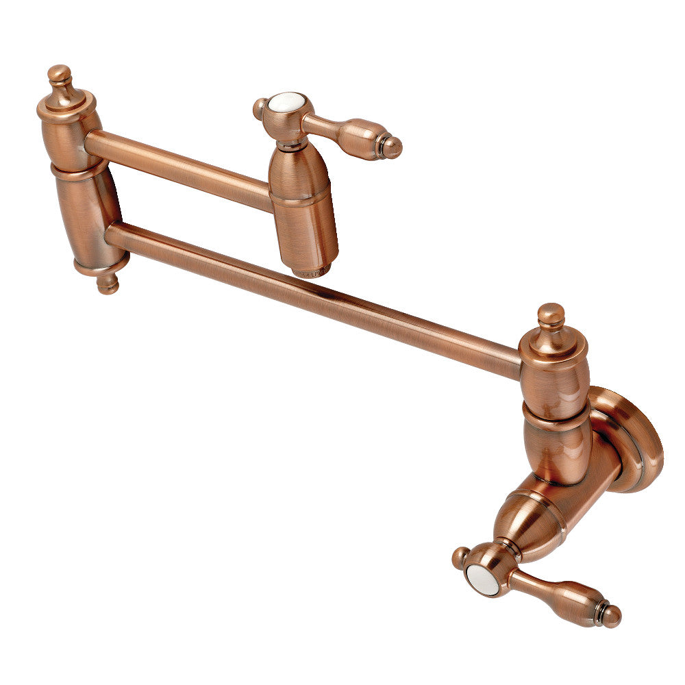 Kingston Brass KS310TALAC Tudor Wall Mount Pot Filler Kitchen Faucet, Antique Copper - BNGBath