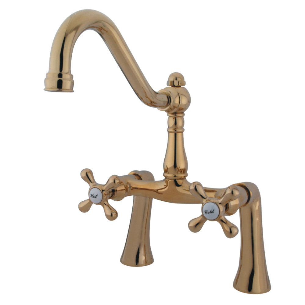 Kingston Brass KS3232AX Restoration 7-Inch Center Deck Mount Clawfoot Tub Faucet, Polished Brass - BNGBath