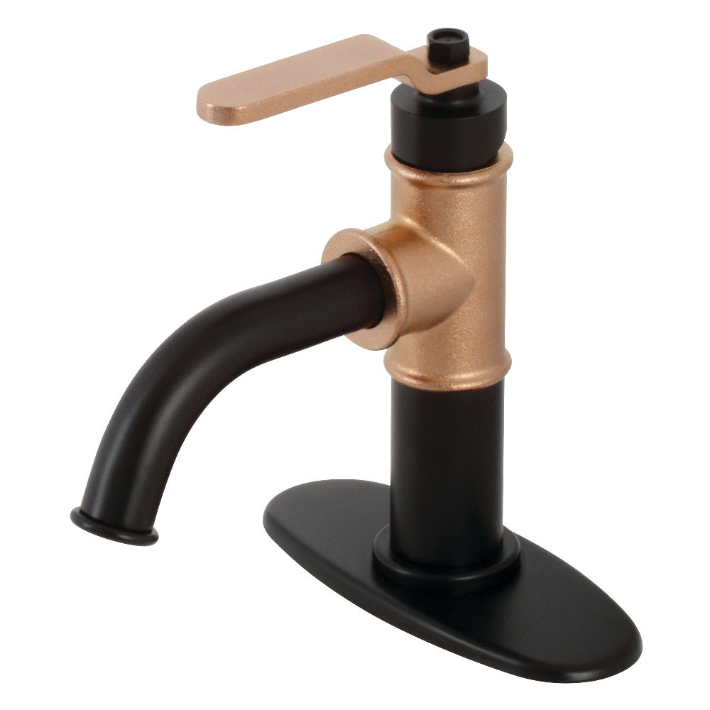 Kingston Brass KSD2827KL Whitaker Single-Handle Bathroom Faucet with Push Pop-Up, Matte Black/Rose Gold - BNGBath