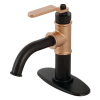 Thumbnail for Kingston Brass KSD2827KL Whitaker Single-Handle Bathroom Faucet with Push Pop-Up, Matte Black/Rose Gold - BNGBath