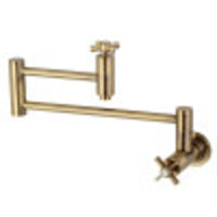 Thumbnail for Kingston Brass KS8103ZX Millennium Wall Mount Pot Filler Kitchen Faucet, Antique Brass - BNGBath