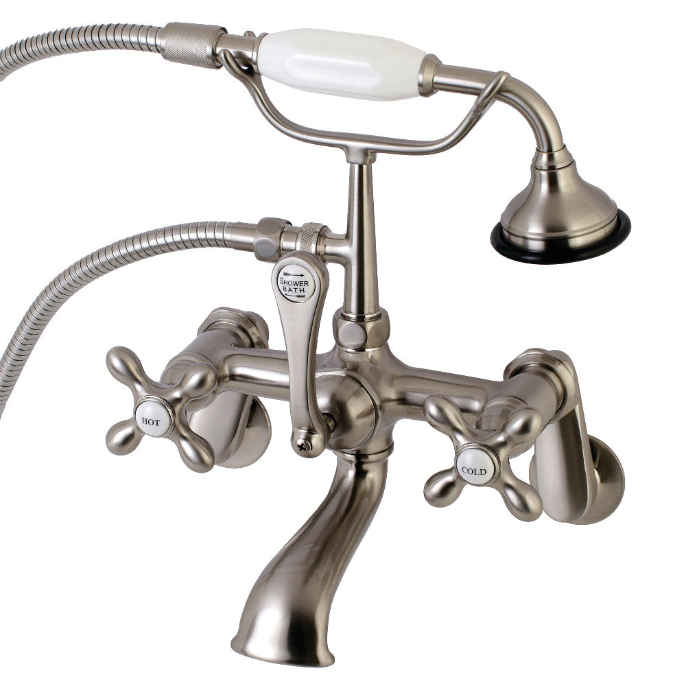 Kingston Brass AE57T8 Aqua Vintage Wall Mount Tub Faucet with Hand Shower, Brushed Nickel - BNGBath