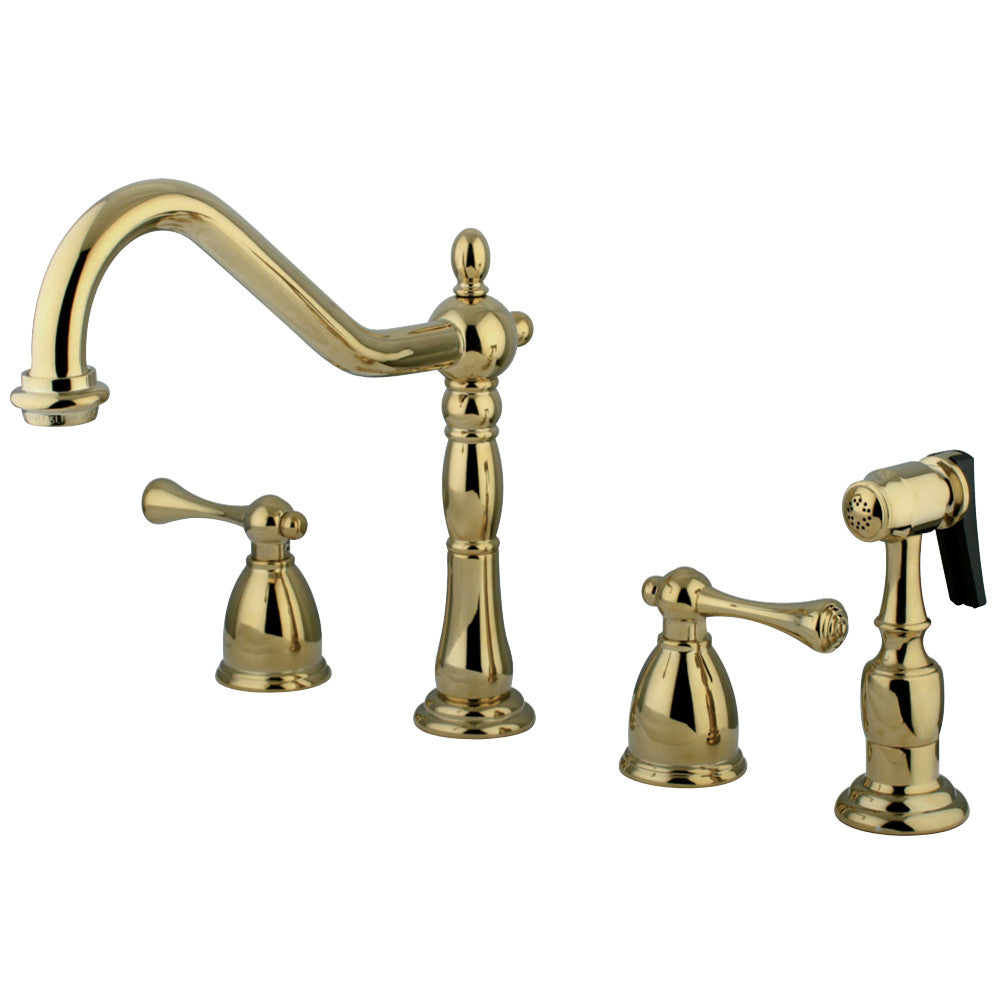 Kingston Brass KB7792BLBS Widespread Kitchen Faucet, Polished Brass - BNGBath