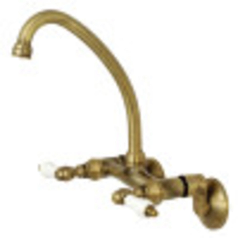 Kingston Brass KS514AB Kingston Two Handle Wall Mount Kitchen Faucet, Antique Brass - BNGBath