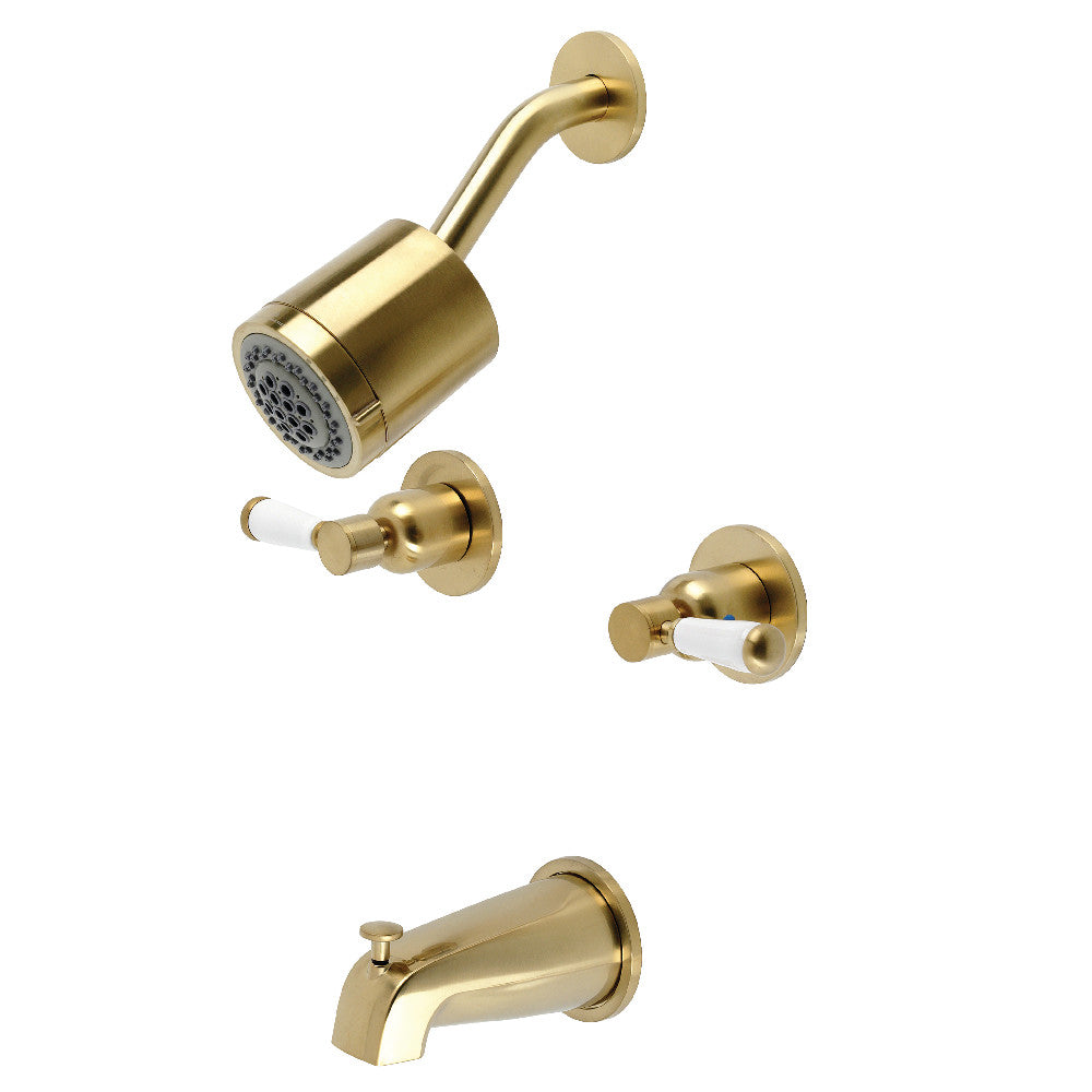 Kingston Brass KBX8147DPL Paris Two-Handle Tub and Shower Faucet, Brushed Brass - BNGBath