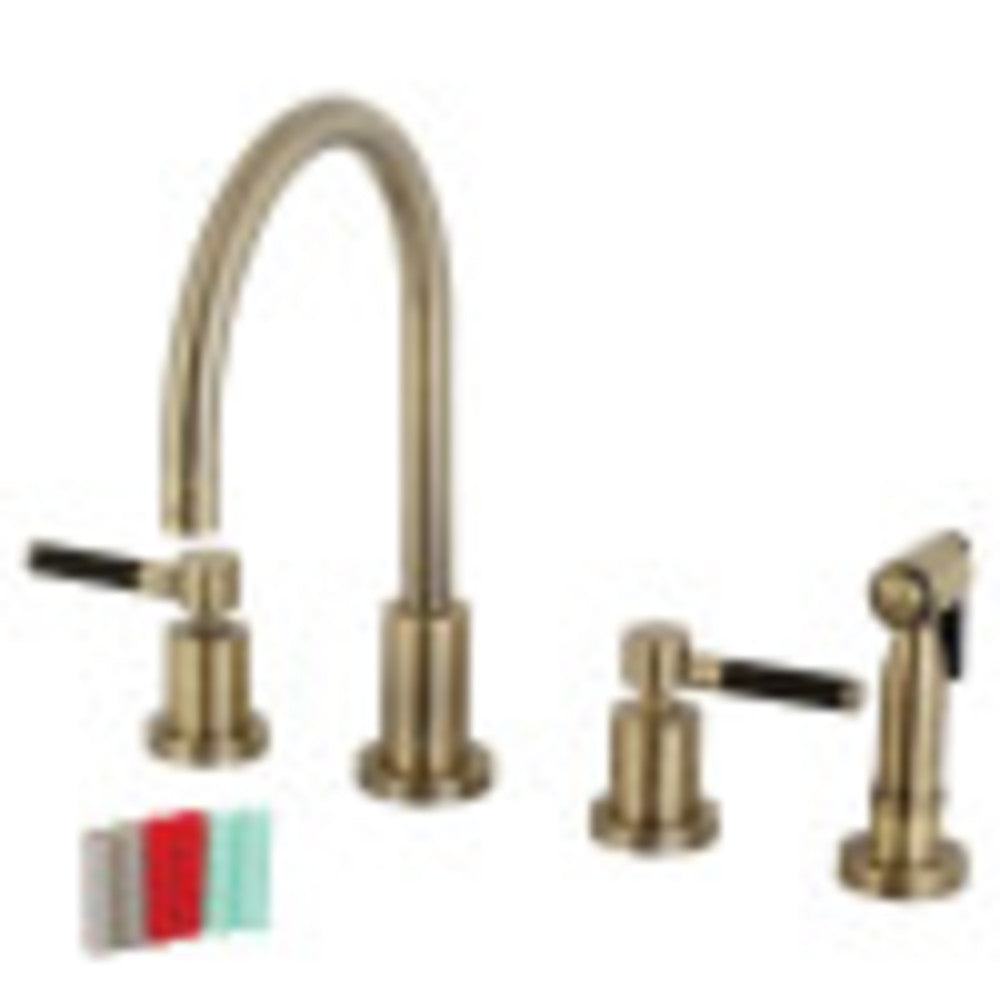 Kingston Brass KS8723DKLBS Kaiser 8-Inch Widespread Kitchen Faucet with Brass Sprayer, Antique Brass - BNGBath