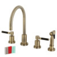 Thumbnail for Kingston Brass KS8723DKLBS Kaiser 8-Inch Widespread Kitchen Faucet with Brass Sprayer, Antique Brass - BNGBath