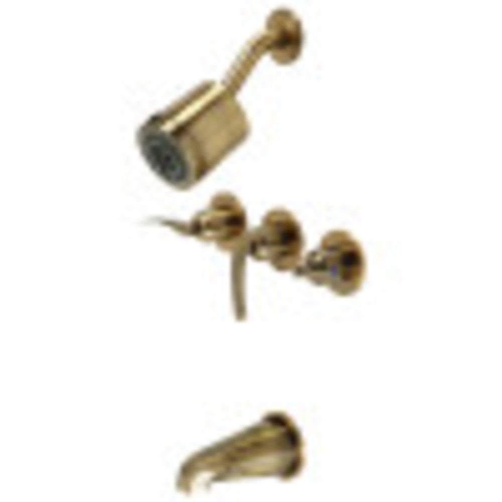 Kingston Brass KBX8133EFL Centurion Three-Handle Tub and Shower Faucet, Antique Brass - BNGBath