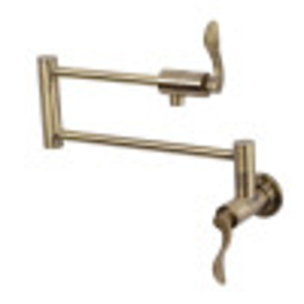 Kingston Brass KS4103DFL NuWave Wall Mount Pot Filler, Antique Brass - BNGBath