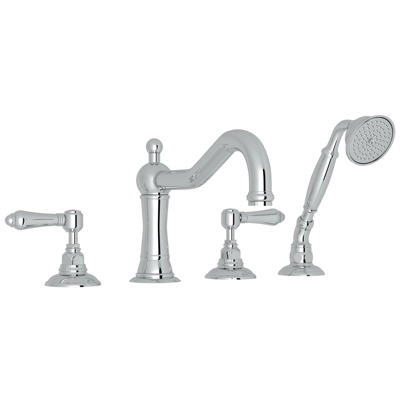 ROHL Acqui 4-Hole Deck Mount Column Spout Tub Filler with Handshower - BNGBath