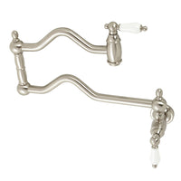 Thumbnail for Kingston Brass KS2108PL Heritage Wall Mount Pot Filler, Brushed Nickel - BNGBath