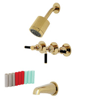 Thumbnail for Kingston Brass KBX8132DKL Kaiser Three-Handle Tub and Shower Faucet, Polished Brass - BNGBath