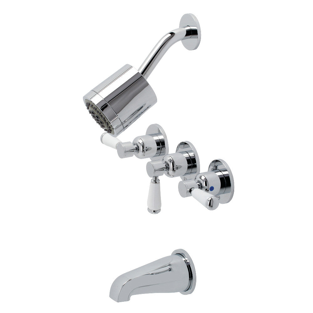 Kingston Brass KBX8131DPL Paris Three-Handle Tub and Shower Faucet, Polished Chrome - BNGBath