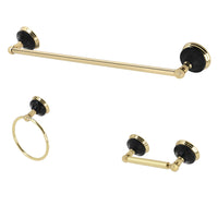 Thumbnail for Kingston Brass BAK911248PB Water Onyx 3-Piece Bathroom Accessory Set, Polished Brass - BNGBath