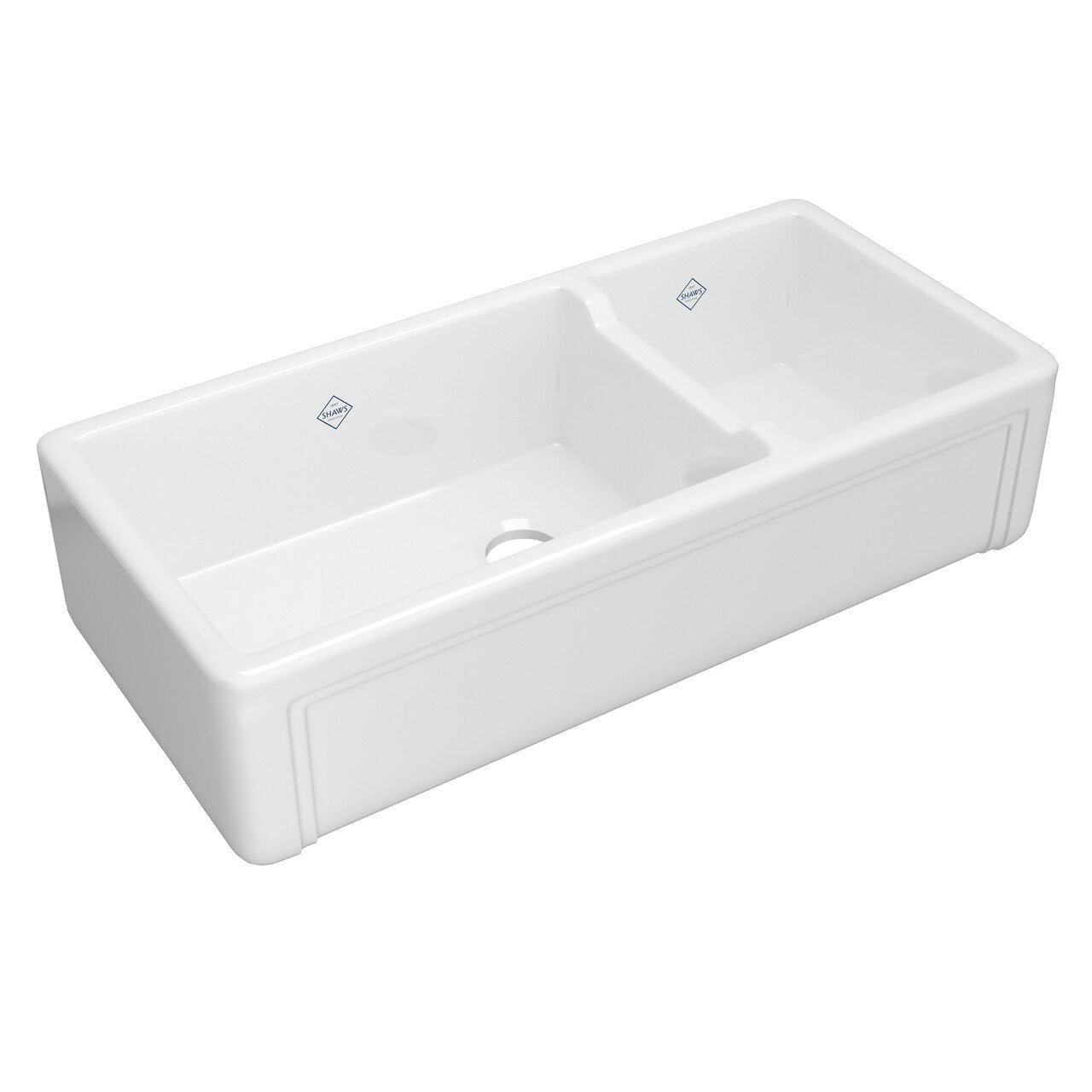 Shaws Original Egerton Casemont Edge Front 1 1/2 Bowl Farmhouse Apron Front Kitchen Sink - BNGBath