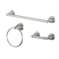 Thumbnail for Kingston Brass BAK175248SN Heritage 3-Piece Bathroom Accessory Set, Brushed Nickel - BNGBath