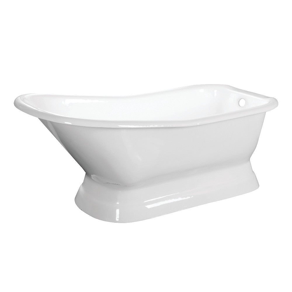 Aqua Eden VCTND663028 66-Inch Cast Iron Single Slipper Pedestal Tub (No Faucet Drillings), White - BNGBath