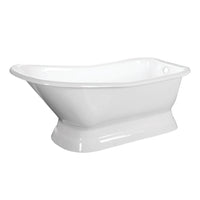 Thumbnail for Aqua Eden VCTND663028 66-Inch Cast Iron Single Slipper Pedestal Tub (No Faucet Drillings), White - BNGBath