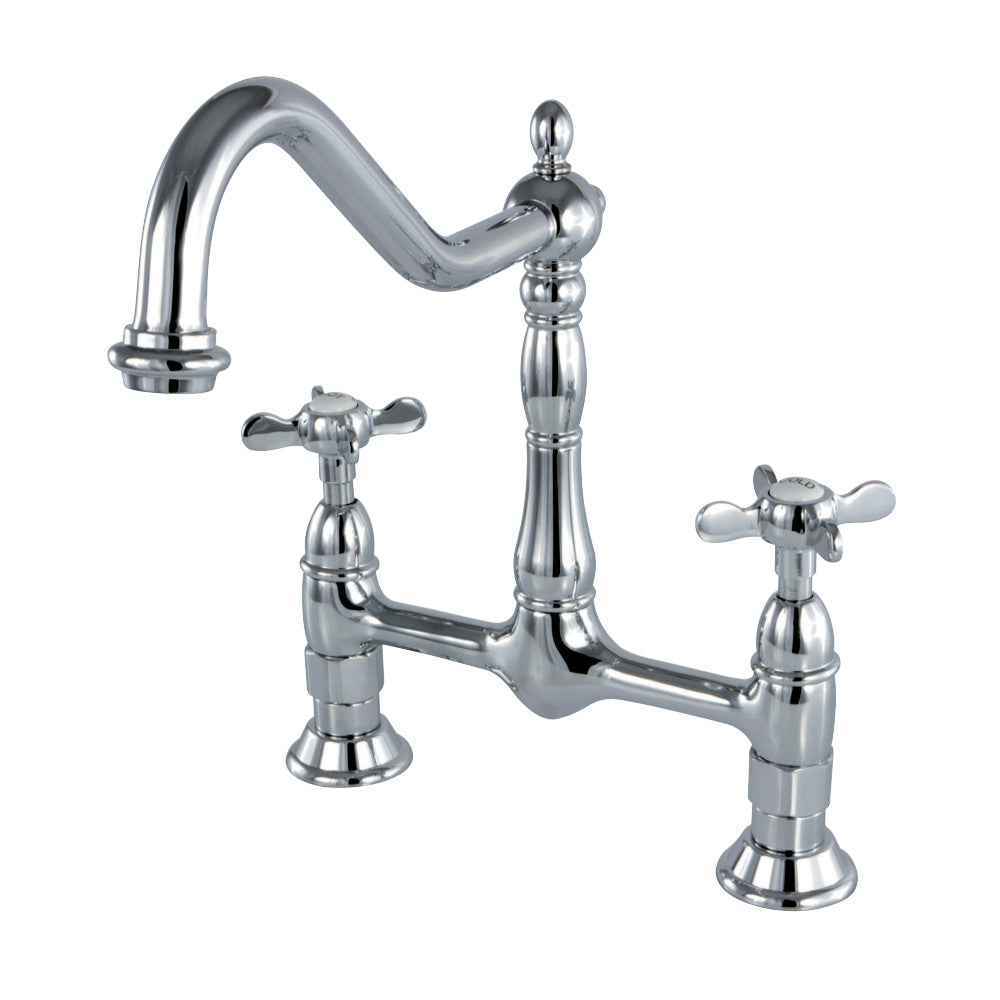 Kingston Brass KS1171BEX Essex Bridge Kitchen Faucet, Polished Chrome - BNGBath