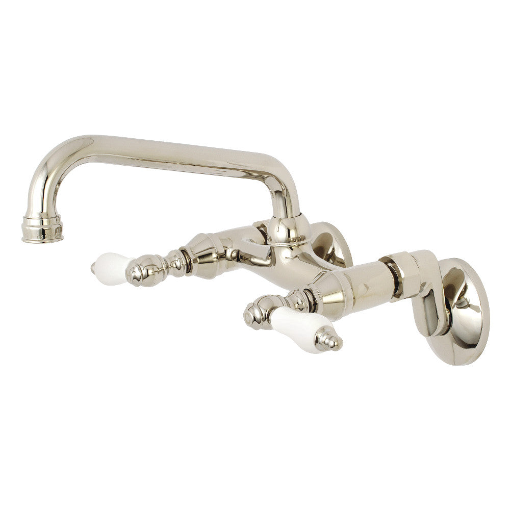 Kingston Brass KS513PN Kingston Two Handle Wall Mount Kitchen Faucet, Polished Nickel - BNGBath