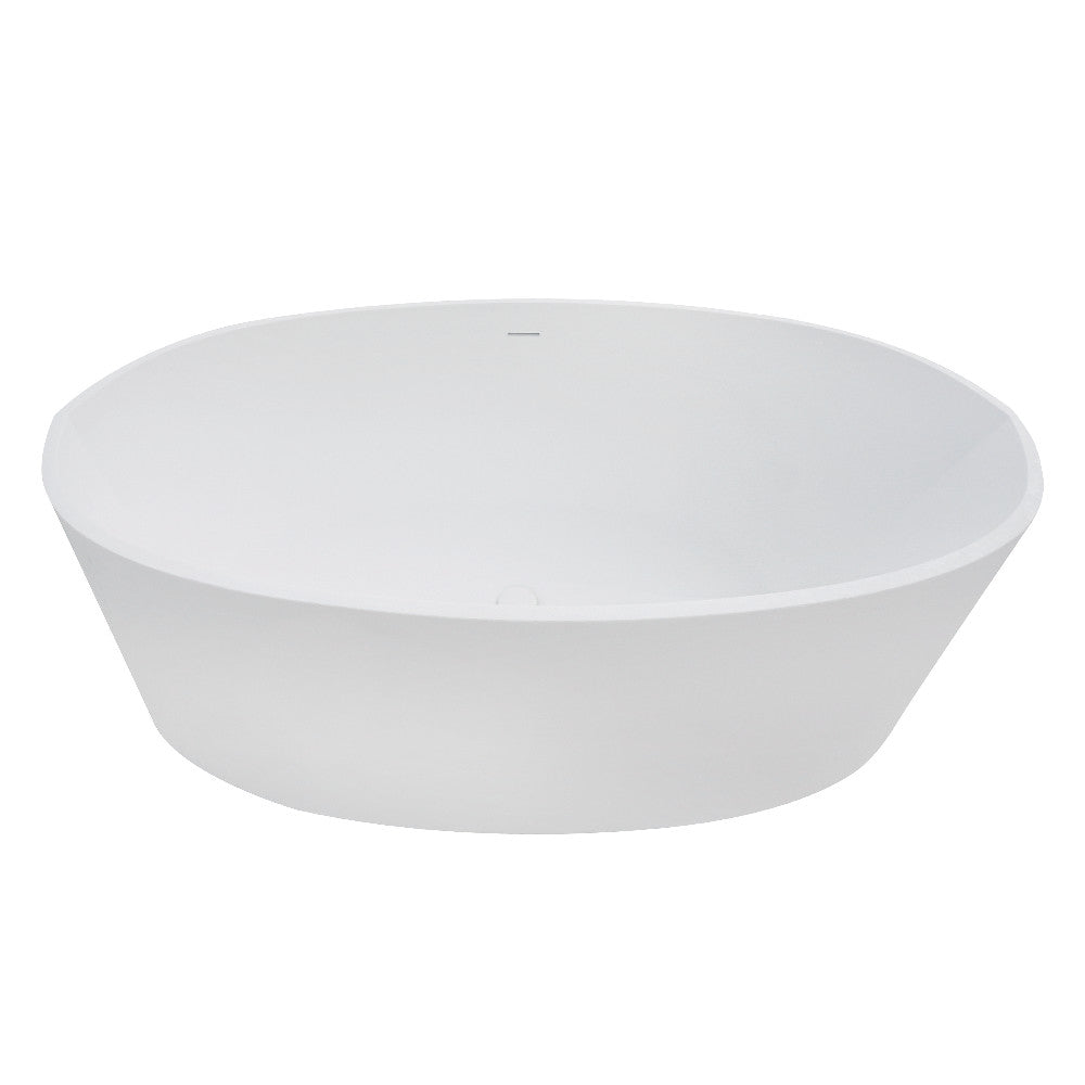 Aqua Eden VRTRS653422 Arcticstone 65-Inch Solid Surface White Stone Freestanding Tub with Drain, Matte White - BNGBath